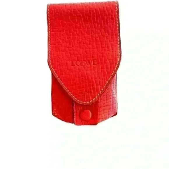 Loewe red leather card holder. Unique collector piece and in EUC - no rubbing - Picture 2 of 10